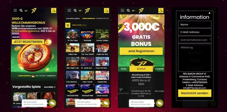 Mobile App des 77 Jackpot Casinos