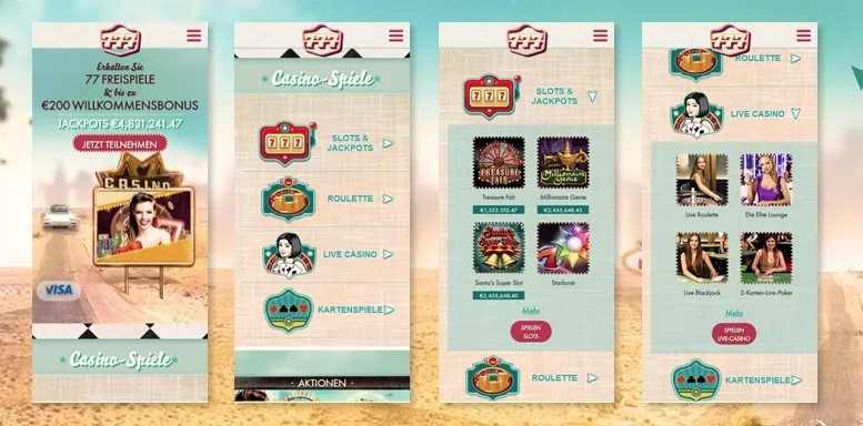Mobile App des 777 Casinos