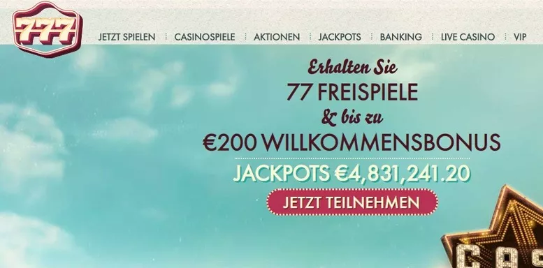 Vorschaubild des 777 Casino Bonuses