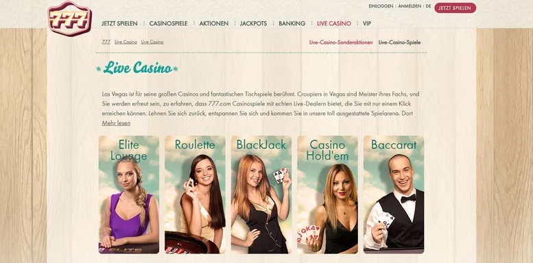 Vorschaubild für das Live Casino von 777 Casino