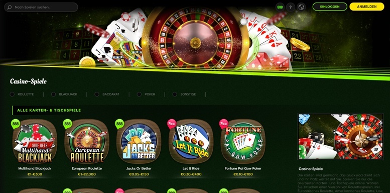888 Casino Spiele