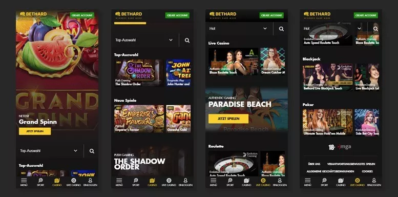 Mobile App von Bethard Casino