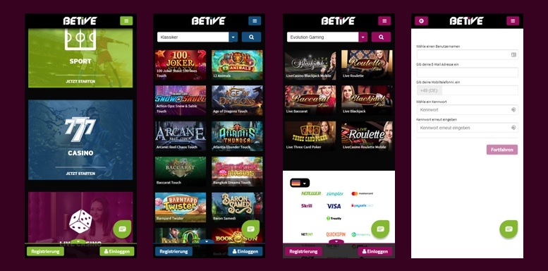 Mobile App von Betive Casino