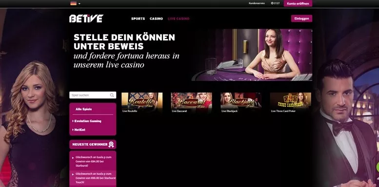 Vorschaubild für das Live Casino von Betive Casino
