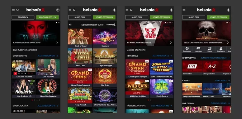 Mobile App des Betsafe Casinos