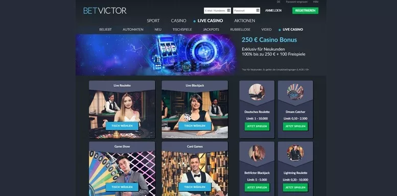 Vorschaubild für das Live Casino von BetVictor