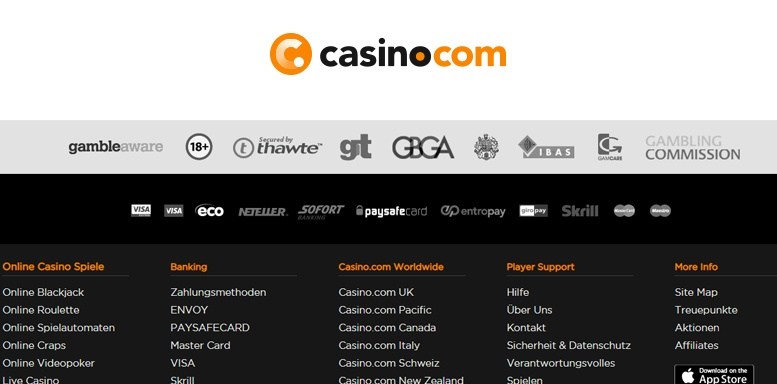 Lizenzen und Sicherheitssiegel bei Casino.com