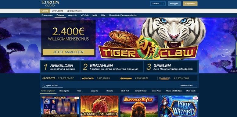 Vorschaubild der Webseite von Europa Casino