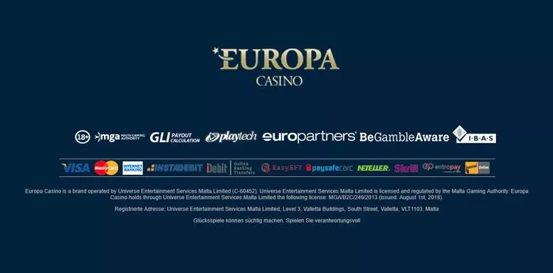 Lizenzen und Sicherheitssiegel des Europa Casinos