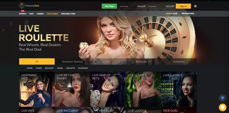 Vorschaubild für das Live Casino von FortuneJack