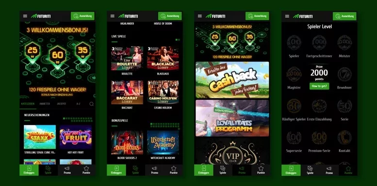 Mobile App des Futuriti Casinos