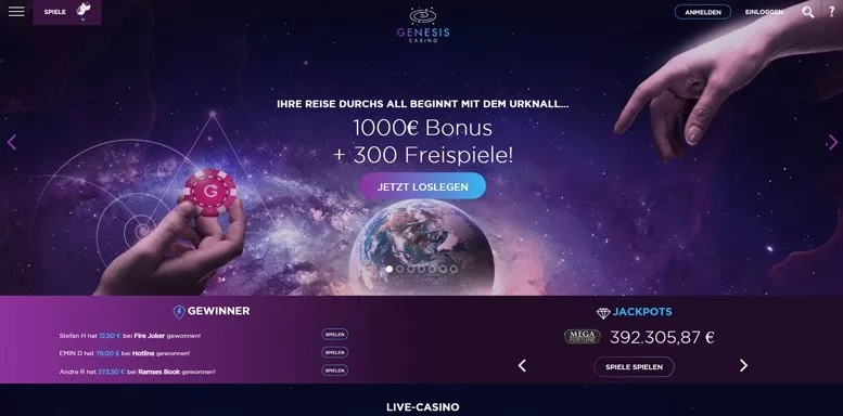 Vorschaubild der Webseite von Genesis Casino