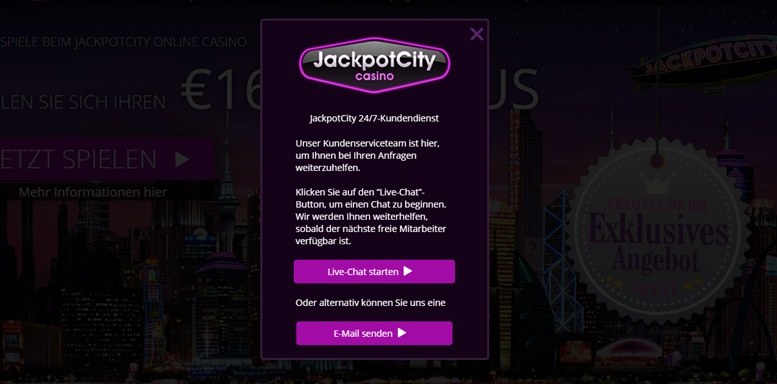 Kundensupport bei JackpotCity