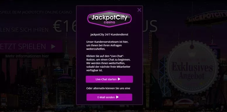 Kundensupport bei JackpotCity