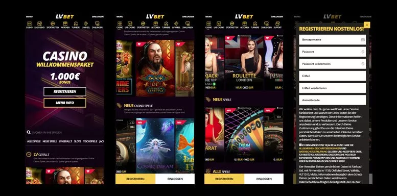 Mobile App des LVbet Casinos