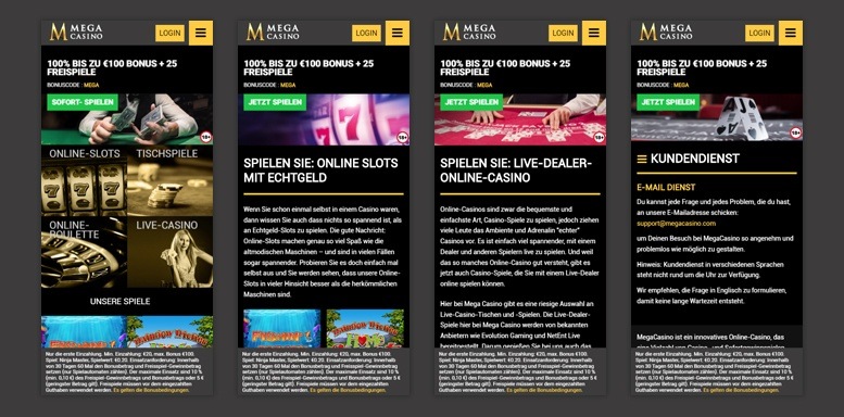 Mobile App des Mega Casinos