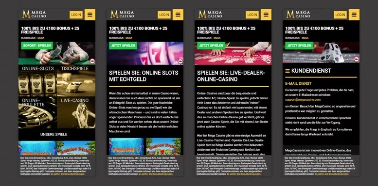 Mobile App des Mega Casinos