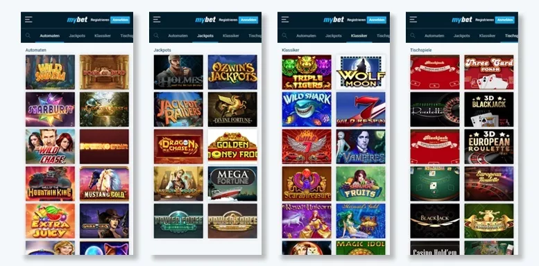 Mobile App des Mybet Casinos