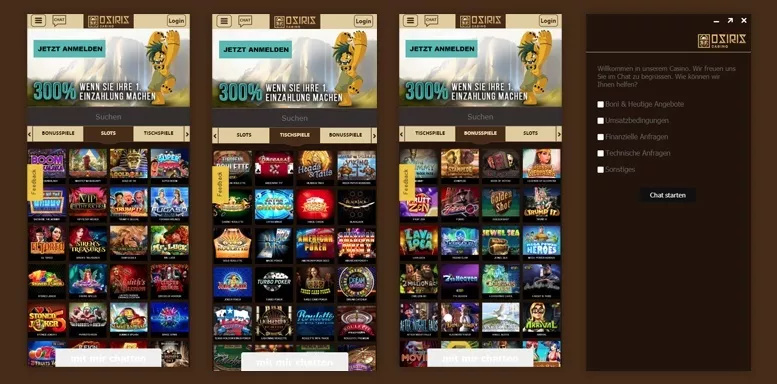 Mobile App des Osiris Casinos