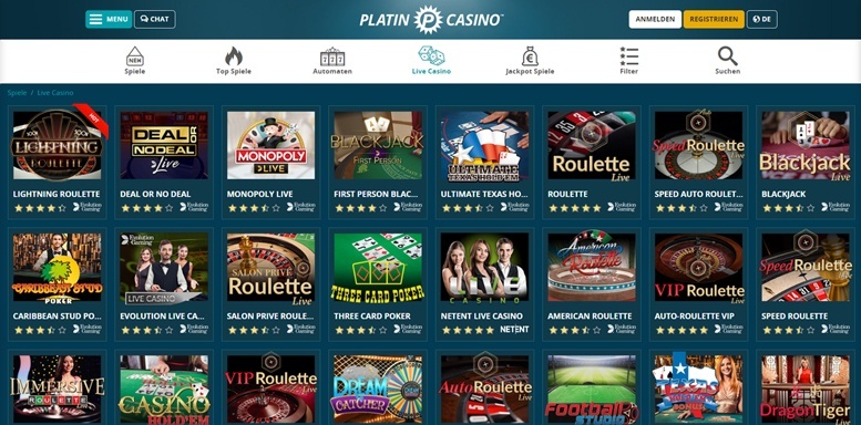 Vorschaubild für das Live Casino von Platin Casino