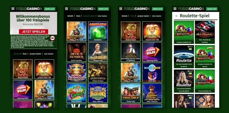 Mobile App des Prime Casinos