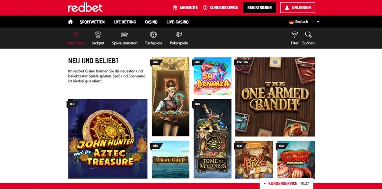 Vorschaubild der Webseite von Redbet Casino