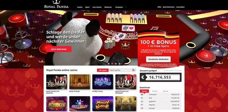Vorschaubild der Webseite von Royal Panda Casino
