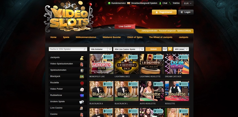 Vorschaubild für das Live Casino von Videoslots