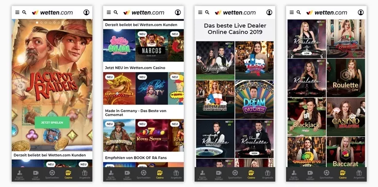 Mobile App von Wetten.com Casino