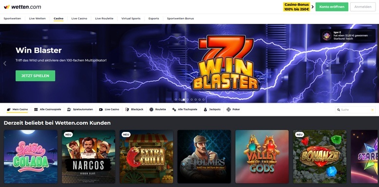 Vorschaubild der Webseite von Wetten.com Casino
