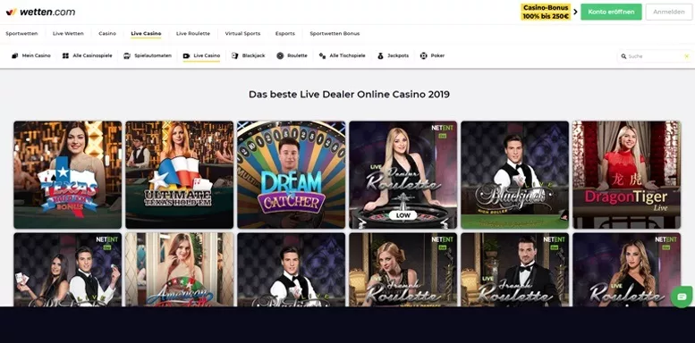 Vorschaubild für das Live Casino von Wetten.com