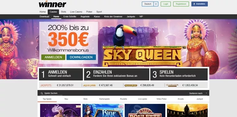 Vorschaubild der Webseite von Winner Casino