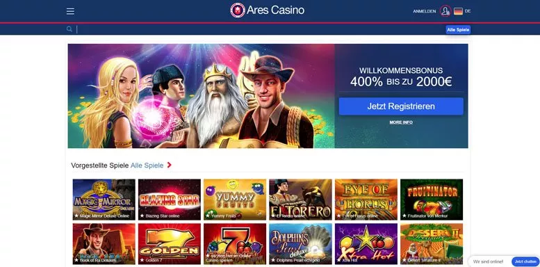 Vorschaubild der Webseite von Ares Casino