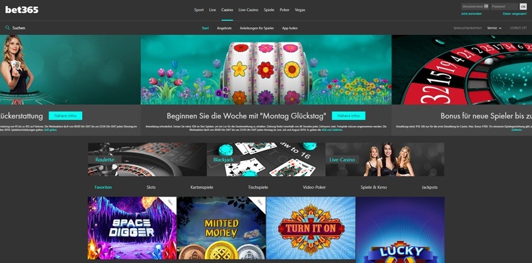 Vorschaubild der Bet365 Casino Webseite