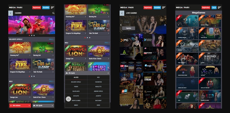 Mobile App des MegaPari Casinos
