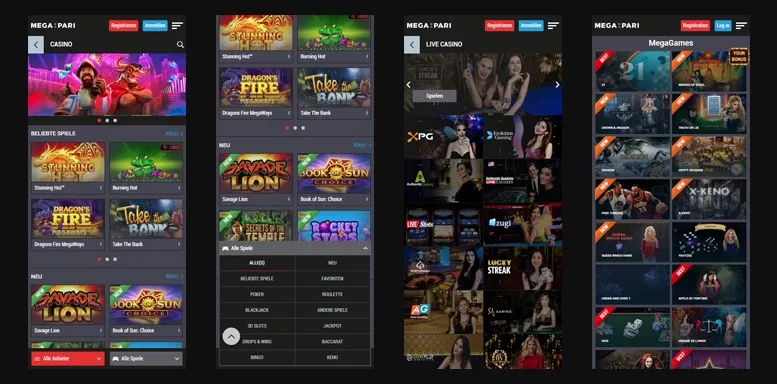 Mobile App des MegaPari Casinos