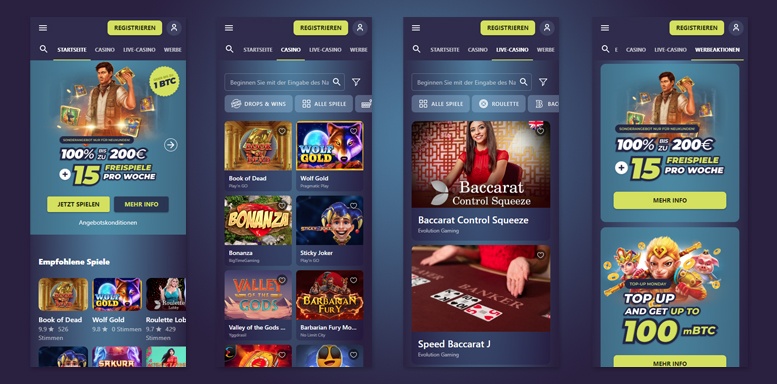 Vorschaubild der Casinoin mobilen Webseite