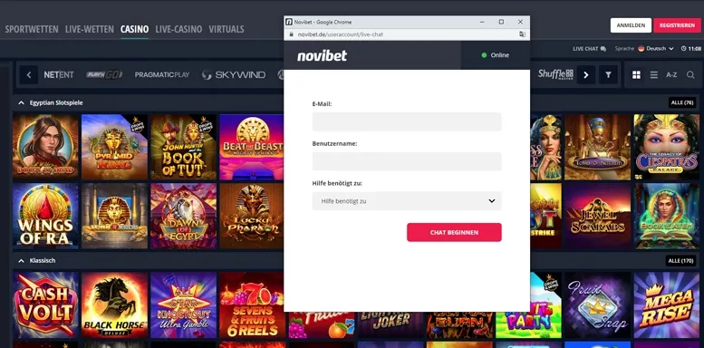 Novibet Casino-Kundensupport