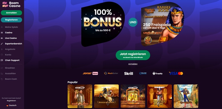 Boom Casino-Homepage