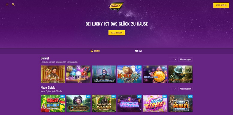 01-Lucky Casino-homepage