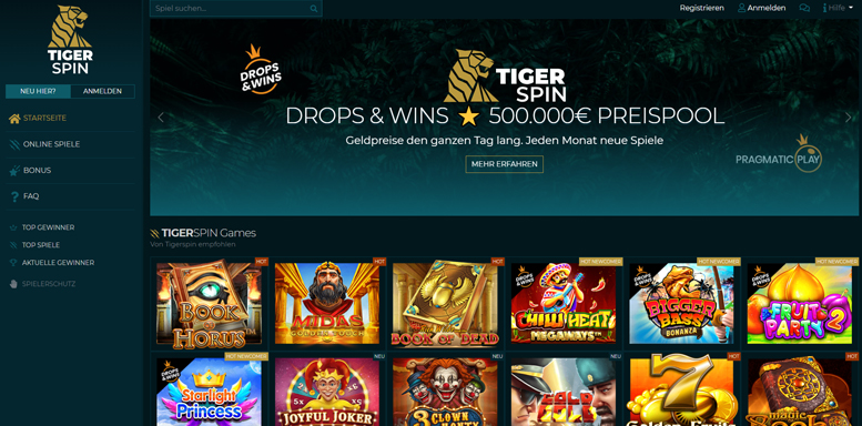 Tigerspin-homepage